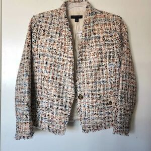 Ann Taylor Multicolor Flannel Tweed Jacket Size 4